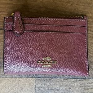 Coach Mini Skinny ID Case Wine Leather F88250
